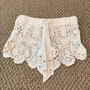 Letarte studded crochet shorts